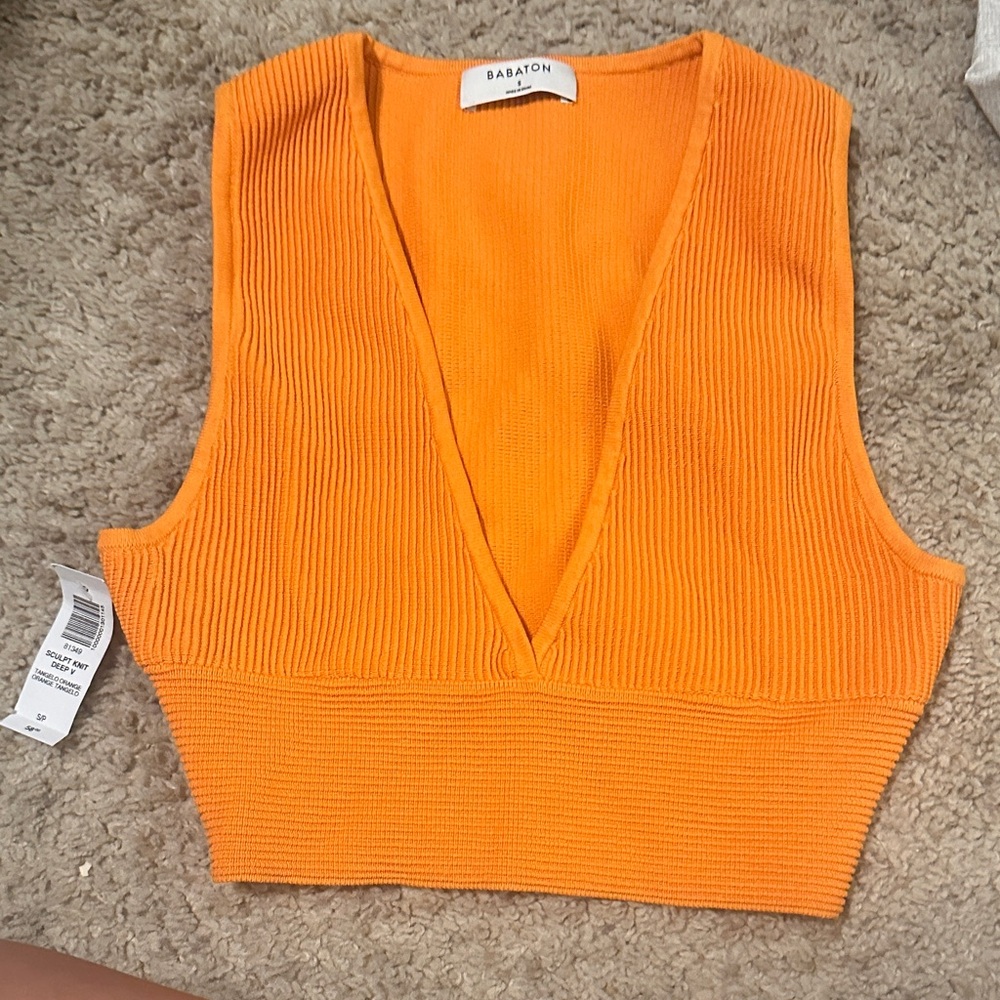 Aritzia Babaton Vivid Orange Ribbed Tank Top *BRAND NEW*